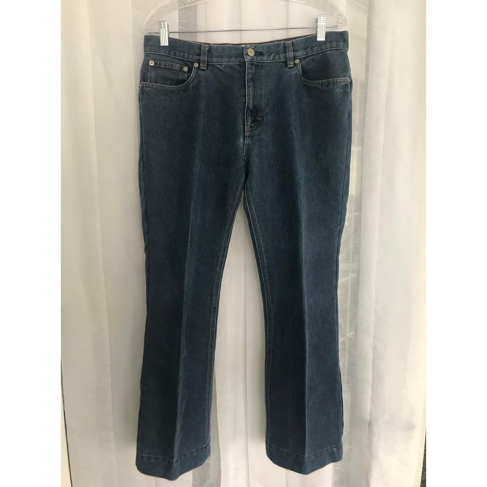Tommy Hilfiger Vintage Wide Leg Jeans Dark Wash High Rise Trouser Denim Size 12